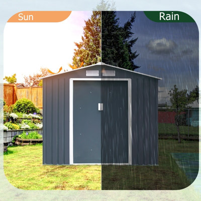 Costway 6.9FT x 4.1FT Outdoor Storage Shed Tool Storage House w/ Sliding Door - 4