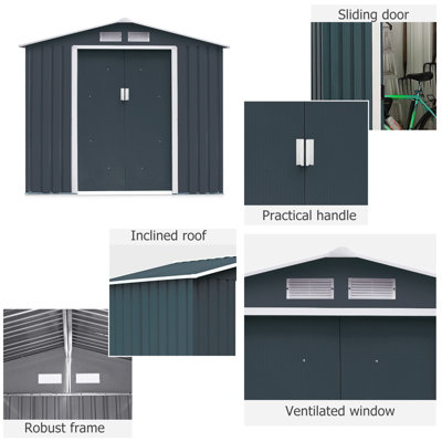 Costway 6.9FT x 4.1FT Outdoor Storage Shed Tool Storage House w/ Sliding Door - 5