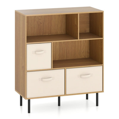 COSTWAY 6-Cube Bookshelf 3-Tier Bookcase with 3 Removable Folding ...
