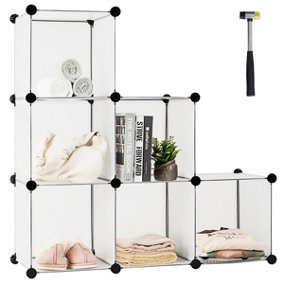 Costway 6 Cube Storage Organizer Translucent Plastic Closet Cabinet Portable DIY Modular