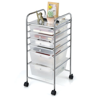 Costway 6-Drawer Organizer Cart Multipurpose Mobile Rolling Utility Storage