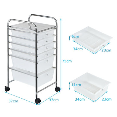 Costway 6-Drawer Organizer Cart Multipurpose Mobile Rolling Utility Storage - 3
