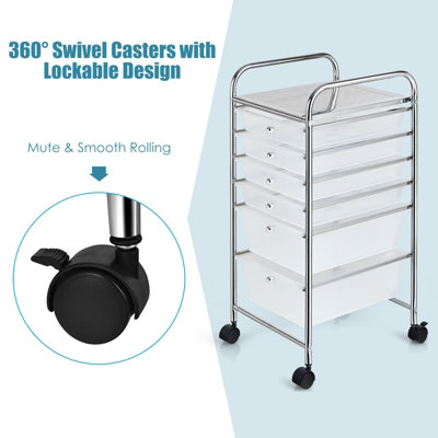 Costway 6-Drawer Organizer Cart Multipurpose Mobile Rolling Utility Storage - 5