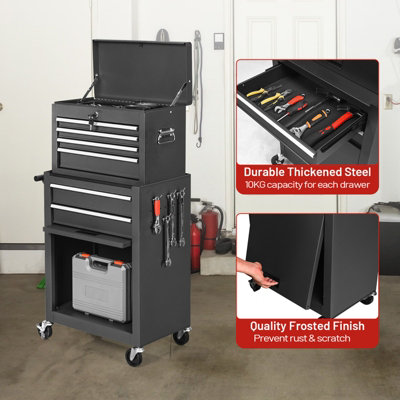 Costway 6 Drawers Rolling Tool Chest Garage Tool Storage Cabinet Detachable Toolbox w/ Wheels - 5