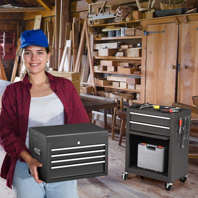 Costway 6 Drawers Rolling Tool Chest Garage Tool Storage Cabinet Detachable Toolbox w/ Wheels - 7