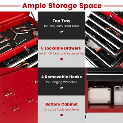 Costway 6 Drawers Rolling Tool Chest Garage Tool Storage Cabinet ...