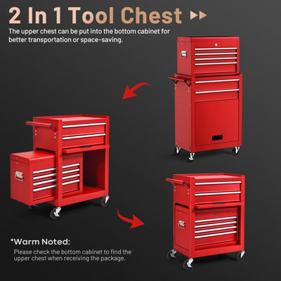 Costway 6 Drawers Rolling Tool Chest Garage Tool Storage Cabinet Detachable Toolbox w/ Wheels