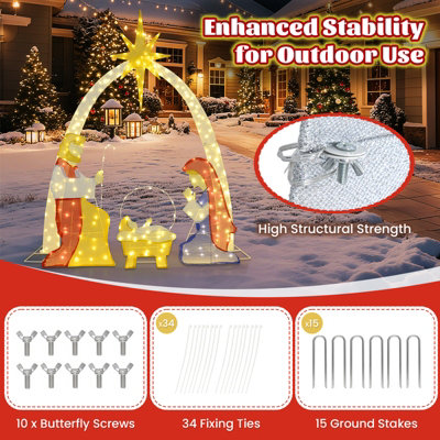 COSTWAY 6 Ft Lighted Nativity Scene Pre-Lit Holy Family Yard Christmas ...