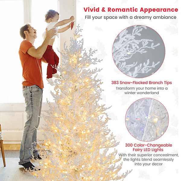 COSTWAY 6 FT Pre-Lit Artificial Christmas Tree White Hinged COSTWAY 6 FT Pre-Lit Artificial Christmas Tree White Hinged