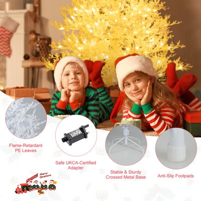 COSTWAY 6 FT Pre-Lit Artificial Christmas Tree White Hinged Xmas Tree w/ Snow-Flocked PE Tips - 9