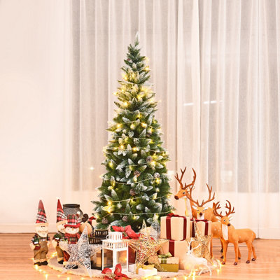 Costway 6 FT Snow Flocked Pencil Christmas Tree Artificial Xmas Tree Holiday Decoration - 4