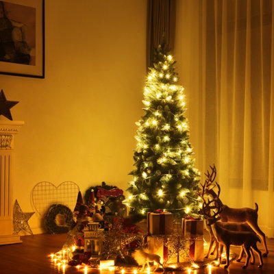 Costway 6 FT Snow Flocked Pencil Christmas Tree Artificial Xmas Tree Holiday Decoration - 5