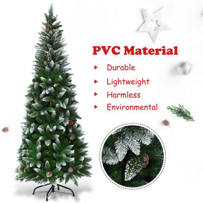 Costway 6 FT Snow Flocked Pencil Christmas Tree Artificial Xmas Tree Holiday Decoration - 7