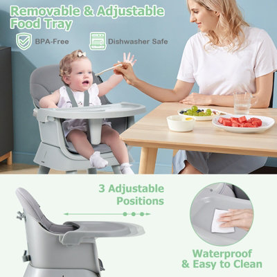 Infant chair with tray clearance
