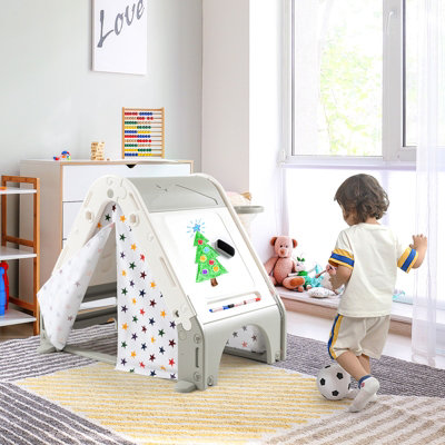 Costway 6 in 1 Children Kids Playhouse w/ Tent Climbing Wall & White Board - 9