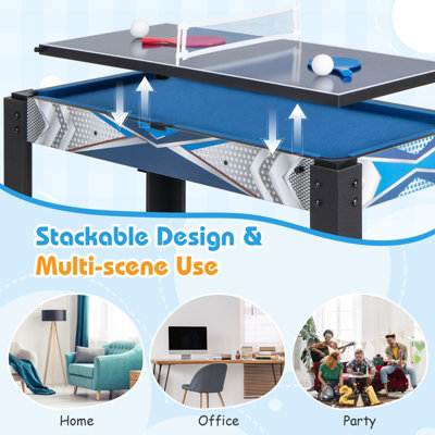Costway 6-In-1 Kids & Adults Combo Game Table Multi Family Game Table w/ Basketball - 6