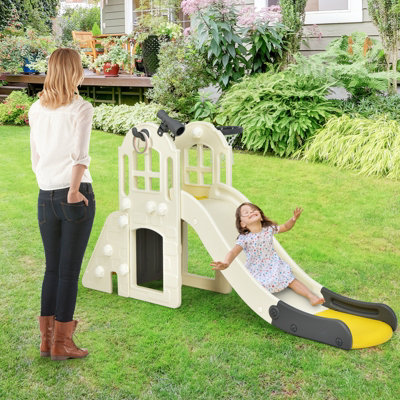 Costway 6-In-1 Kids Large Slide Toddlers Climber Slide Playset w/ Basketball Hoop - 4