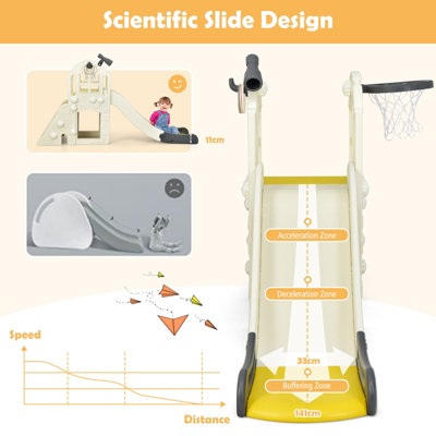Costway 6-In-1 Kids Large Slide Toddlers Climber Slide Playset w/ Basketball Hoop - 7