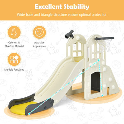 Costway 6-In-1 Kids Large Slide Toddlers Climber Slide Playset w/ Basketball Hoop - 8