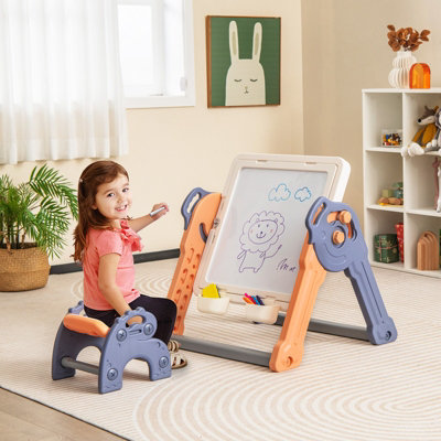 Costway 6-In-1 Multi-activity Kids Play Table & Chair Set Folding Kids Painting Easel