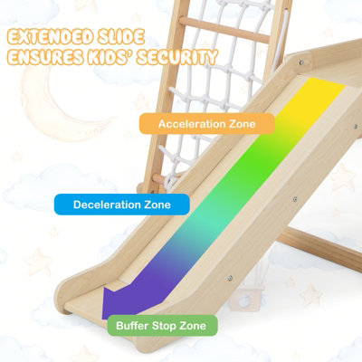Costway 6 in 1 Wooden Climber Playset Kids Slide Jungle Gym W/ Monkey Bars Climbing Ladder - 7