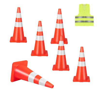 Costway 6 Pack Traffic Cones Safety Road Parking Cones W/ Reflective ...