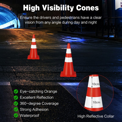 Costway 6 Pack Traffic Cones Safety Road Parking Cones W/ Reflective - View #3