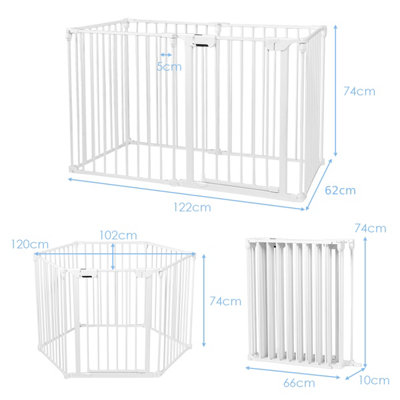Costway 6 Panel Fireplace Fence Baby Pet Safety Gate Playpen Adjustable Room Divider