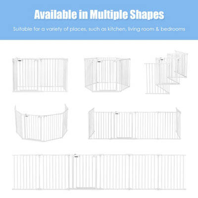 Costway 6 Panel Fireplace Fence Baby Pet Safety Gate Playpen Adjustable Room Divider - 5