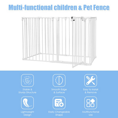 Costway 6 Panel Fireplace Fence Baby Pet Safety Gate Playpen Adjustable Room Divider - 6