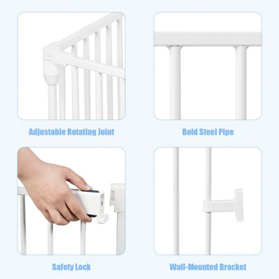 Costway 6 Panel Fireplace Fence Baby Pet Safety Gate Playpen Adjustable Room Divider - 7