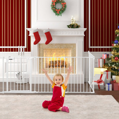 Costway 6 Panel Fireplace Fence Baby Pet Safety Gate Playpen Adjustable Room Divider - 8