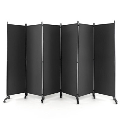 Costway 6-Panel Folding Room Divider 172cm Rolling Privacy Screen w ...