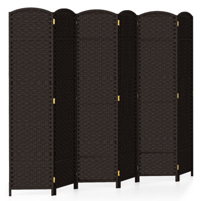 Costway 6-Panel Room Divider 240 x 170 cm Folding Privacy Screen Wooden Frame Partition Screen