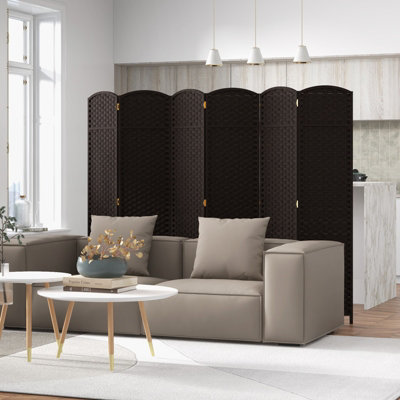 Costway 6-Panel Room Divider 240 x 170 cm Folding Privacy Screen Wooden Frame Partition Screen