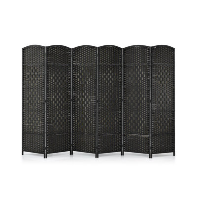 Costway 6 Panel Room Divider Folding Hand-woven Rattan Privacy Screen Wall