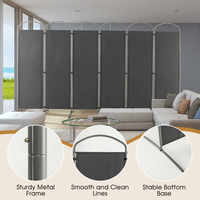 Costway 6-Panel Room Divider Folding Privacy Screen Fabric Wall Divider ...