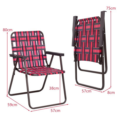 Costway 6 PCS Folding Beach Chair Portable Camping Lawn Webbing Chair