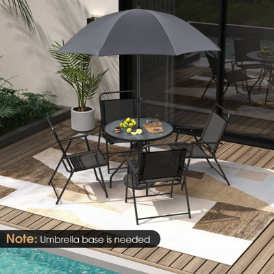 Costway 6 Pcs Outdoor Dining Set Patio Garden Table & 4 Folding Chairs w/Umbrella - 4