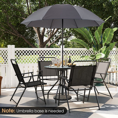 Costway 6 Pcs Outdoor Dining Set Patio Garden Table & 4 Folding Chairs w/Umbrella - 5