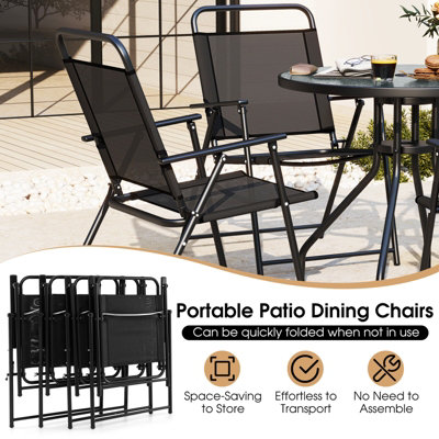 Costway 6 Pcs Outdoor Dining Set Patio Garden Table & 4 Folding Chairs w/Umbrella - 6