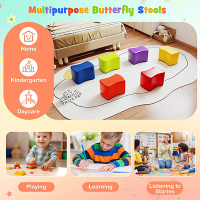 COSTWAY 6-Piece Butterfly Stools Modular Soft Foam Seating Set-Multicolor