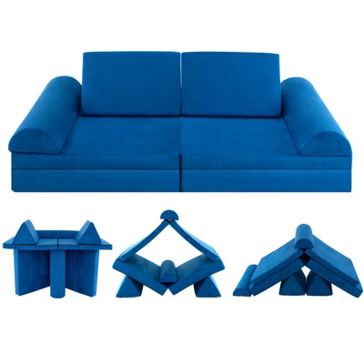 Costway 6-Piece Kids Play Couch Sofa Modular Convertible Foam 