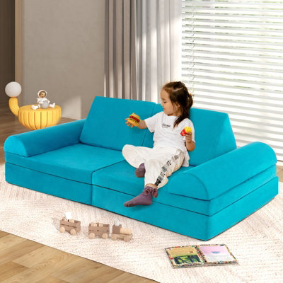 Costway 6 Piece Kids Play Couch Sofa Modular Convertible Foam Playset Children Building