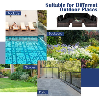 Costway 6 Piece Outdoor Rattan Sofa Table Set Patio Conversation Set w/ Soft Seat & Back Cushions - 9