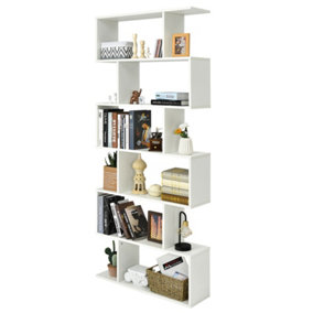 Costway 6-tier Bookcase Industrial S-Shaped Bookshelf Wooden Storage Display Rack