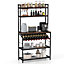 Costway 6-Tier Kitchen Baker Rack Industrial Storage Shelf Microwave Stand w/ Slanted Wine Bottle Holder