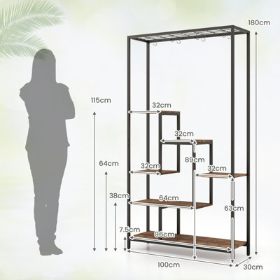 Costway 6-tier Tall Plant Stand 180cm Metal Indoor Corner Plant Shelf Display Rack - 3