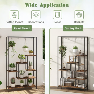 Costway 6-tier Tall Plant Stand 180cm Metal Indoor Corner Plant Shelf ...