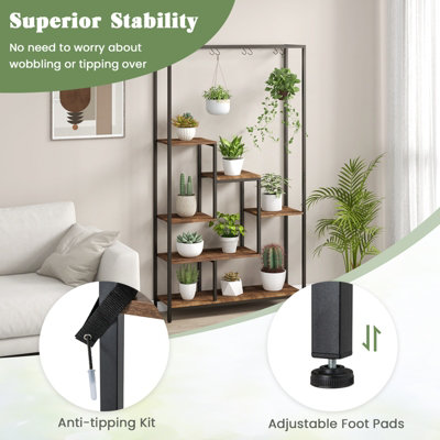 Costway 6-tier Tall Plant Stand 180cm Metal Indoor Corner Plant Shelf Display Rack - 8